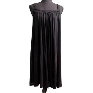 LaROK Knit Black Babydoll Swing Dress, Racerback with Gold Button Detail Size S